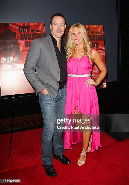 Actor Chris Klein and his Girlfriend Laina Rose Thyfault attend the "Out Of The Burning Blue" special cast screening and party at Avalon on May 1,...
