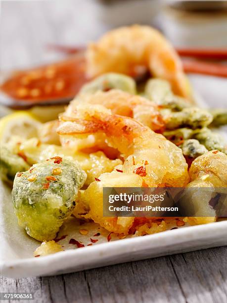 tempura shrimp and vegetables - tempura stock pictures, royalty-free photos & images