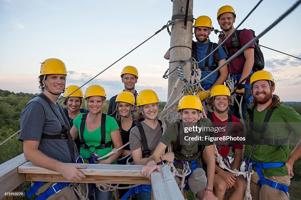 Group of Friends in Zipline