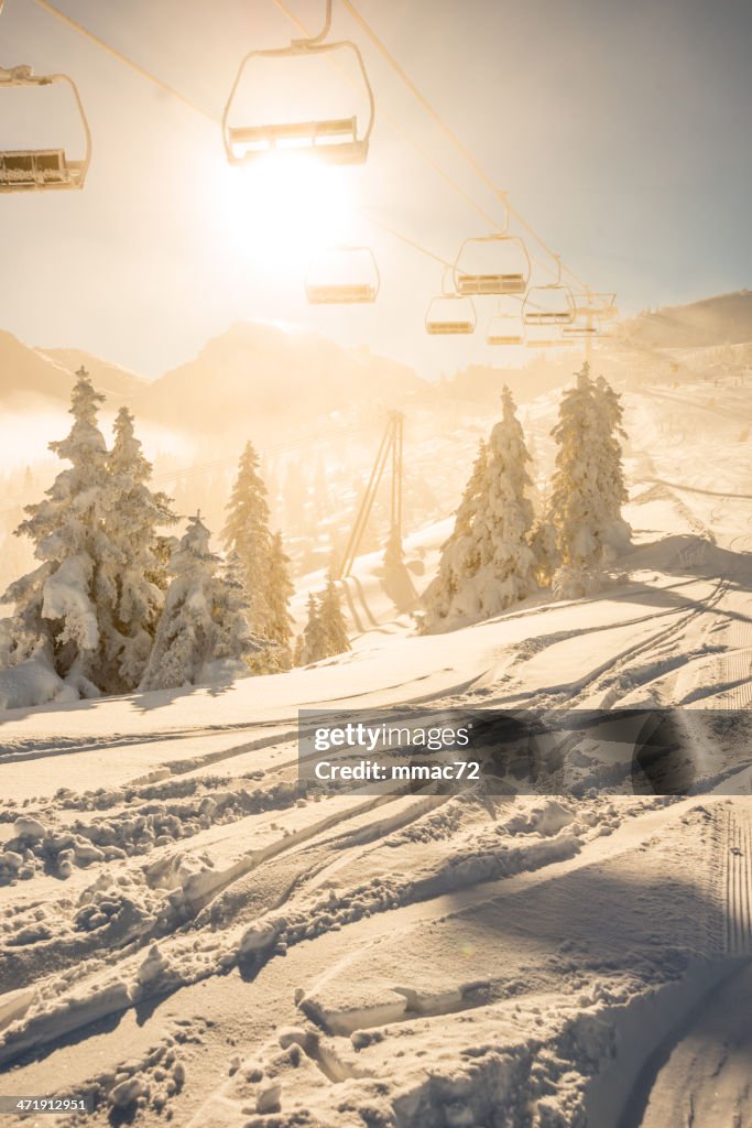 Chair lift in the sun