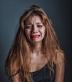 Depressed beautiful girl cry