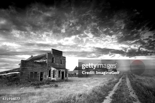 Prairie Ghost Town in Black and White