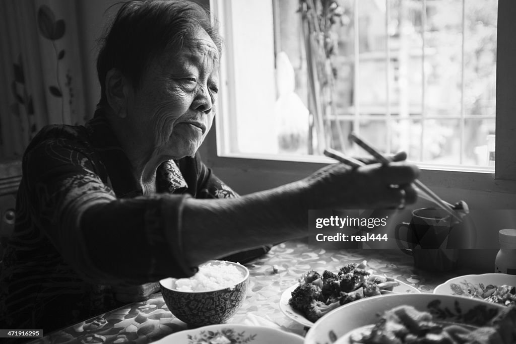 My grandmother at lunch