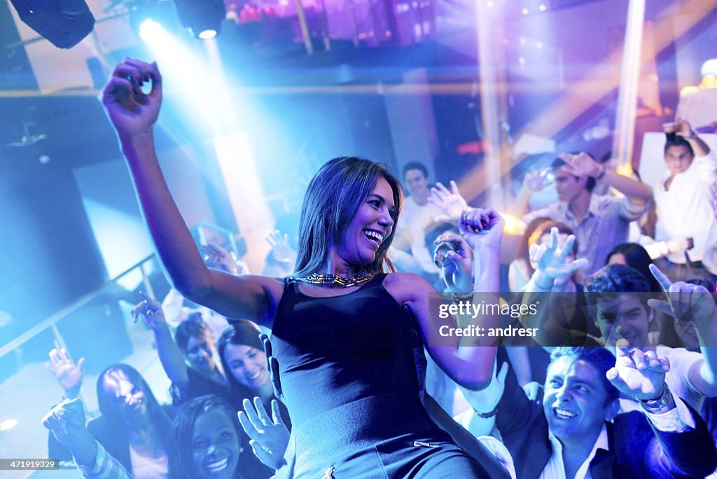 Woman diving into the crowd