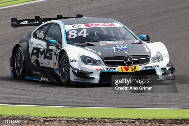 Maximilian Goetz of Germany and Mercedes Mücke Motorsport drives during a training session prior to the qualifying for the first round of the DTM...