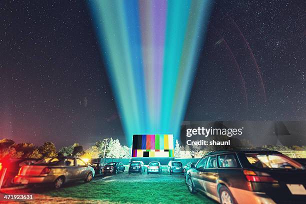 drive in test pattern - projection film outdoor stock pictures, royalty-free photos & images