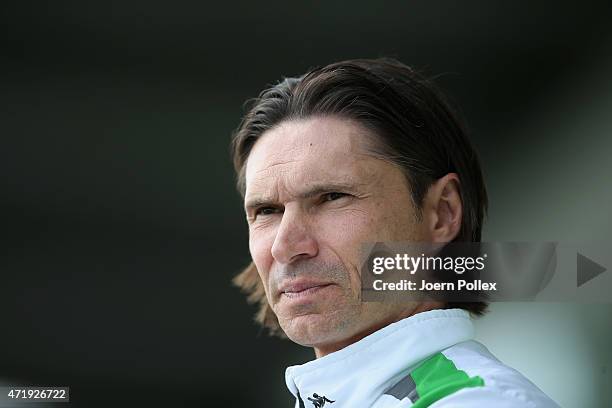 Head coach Thomas Brdaric of Wolfsburg II looks on prior to the Regionalliga Nord match between Werder Bremen II and VFL Wolfsburg II at AOK-Stadion...