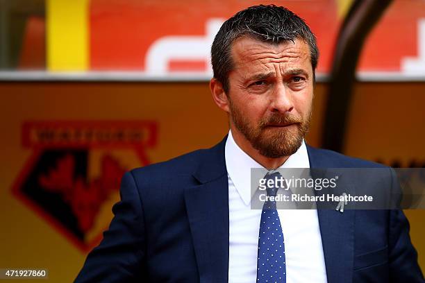 Slavisa Jokanovic, manager of Watford looks on during the Sky Bet Championship match between Watford and Sheffield Wednesday at Vicarage Road on May...