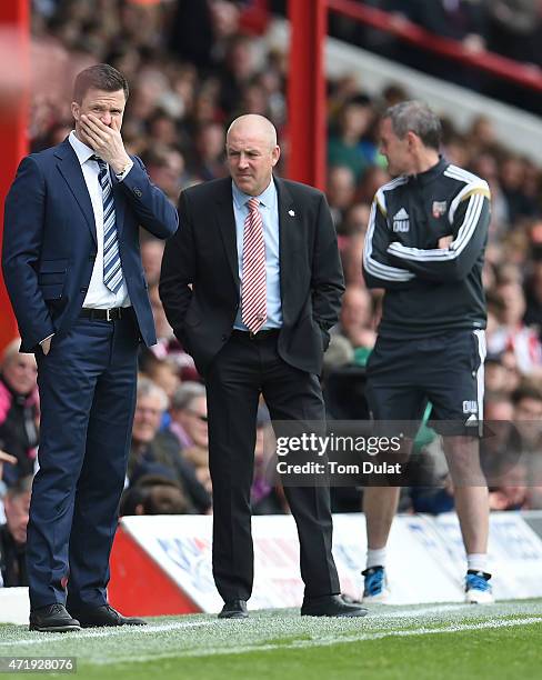 Wigan Athletic manager Gary Caldwell looks on during the Sky Bet Championship match between Brentford and Wigan Athletic at Griffin Park on May 2,...