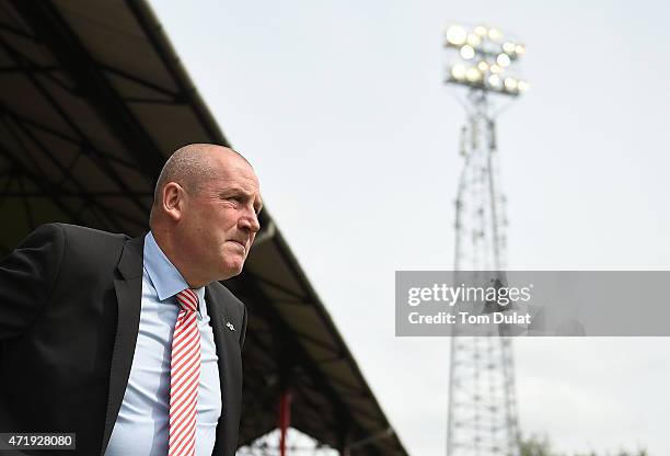 Brentford Manager Mark Warburton looks on during the Sky Bet Championship match between Brentford and Wigan Athletic at Griffin Park on May 2, 2015...