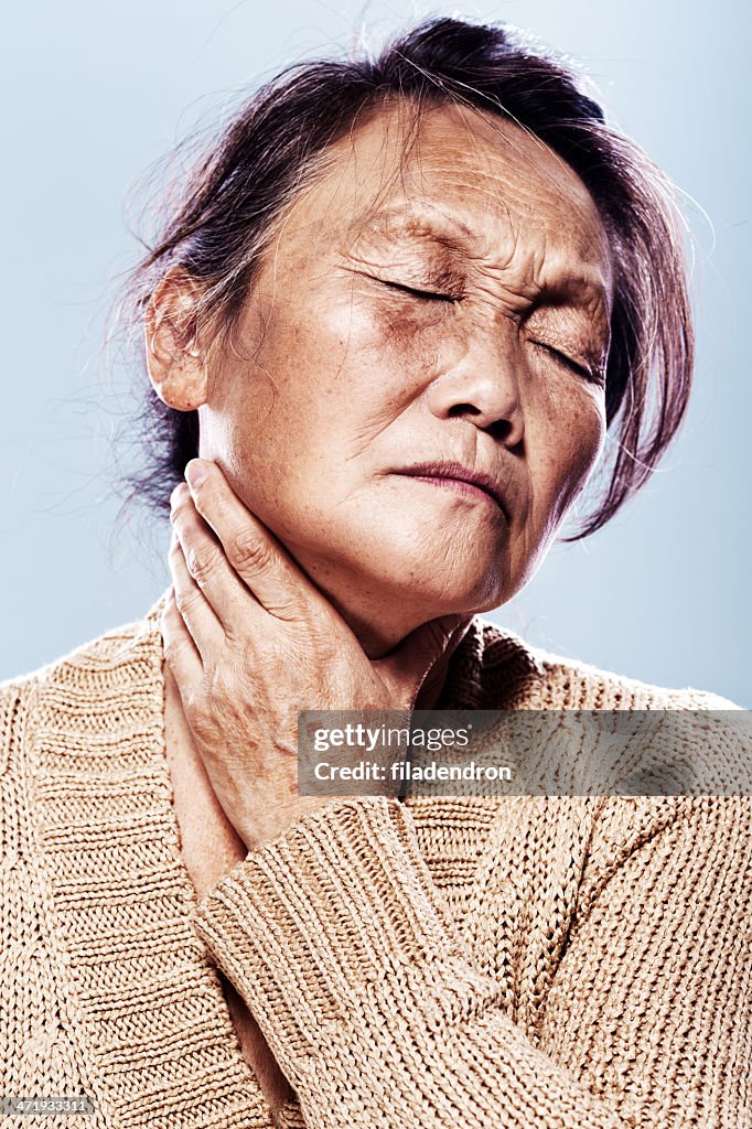 Senior pain in a throat