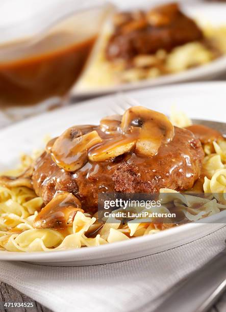 salisbury steak - gravy stock pictures, royalty-free photos & images