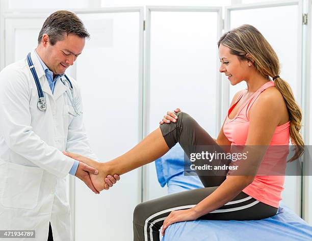 woman at the doctor - sprain stock pictures, royalty-free photos & images