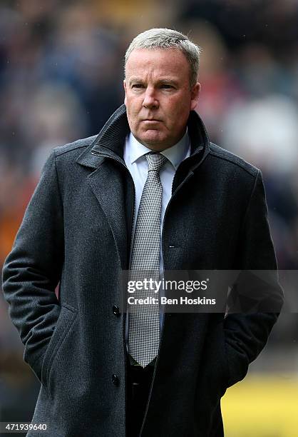 Wolves manager Kenny Jackett looks on ahead of the Sky Bet Championship match between Wolverhampton Wanderers and Millwall at Molineux on May 2, 2015...