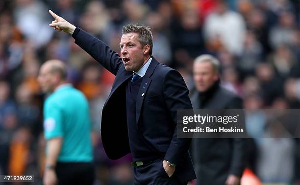 Millwall manager Neil Harris shouts instructions during the Sky Bet Championship match between Wolverhampton Wanderers and Millwall at Molineux on...