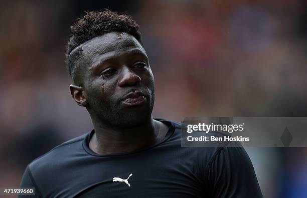 Tearful Bakary Sako makes his way off the pitch following the Sky Bet Championship match between Wolverhampton Wanderers and Millwall at Molineux on...