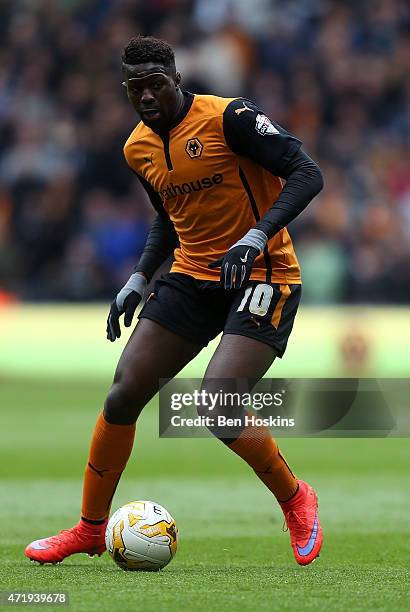 Bakary Sako of Wolves in action during the Sky Bet Championship match between Wolverhampton Wanderers and Millwall at Molineux on May 2, 2015 in...