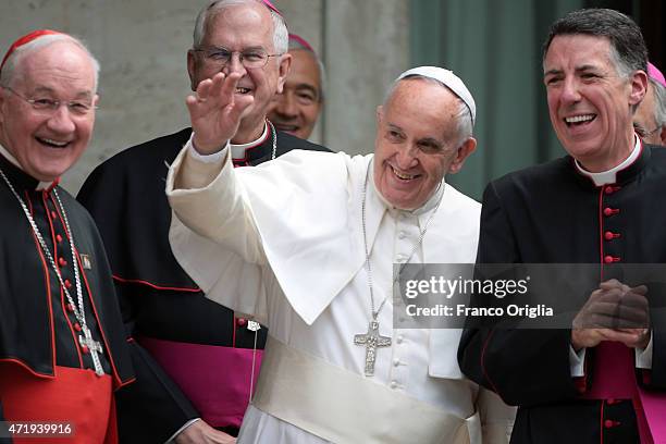 Pope Francis , flanked by Cardinal Marc Ouellet, Rector of the Pontifical North American College James F. Checchio and President of the United States...