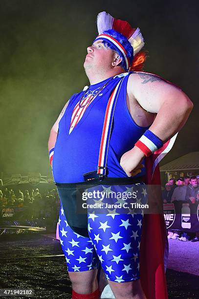 Fan enjoys infield festivities at Talladega Superspeedway on May 1, 2015 in Talladega, Alabama.