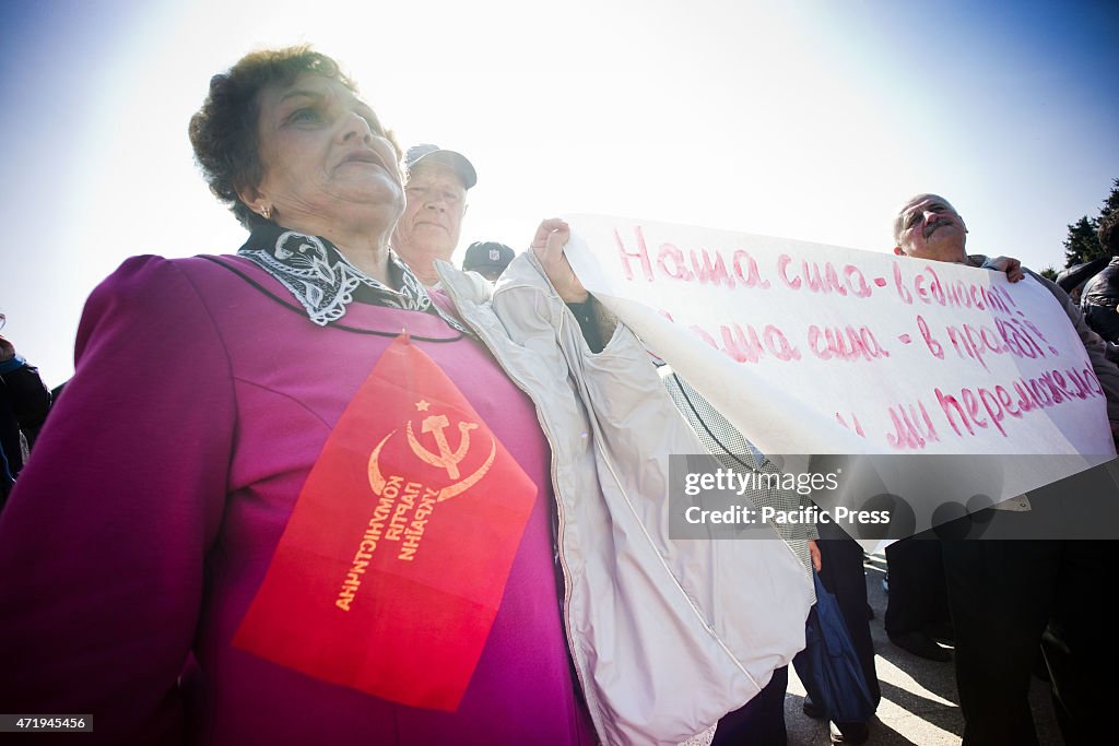 Hundreds of Ukrainian communist party supporters attended...