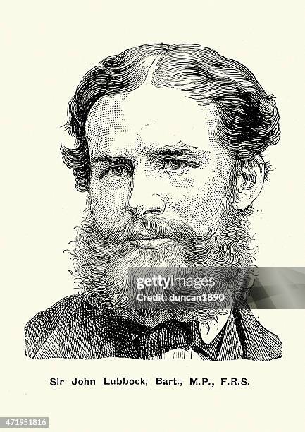 portrait von john lubbock, erste baron avebury - johannes der evangelist stock-grafiken, -clipart, -cartoons und -symbole