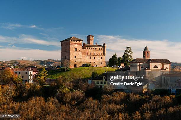 grinzane cavour castle, sunny day, piedmont, italy - alba bildbanksfoton och bilder