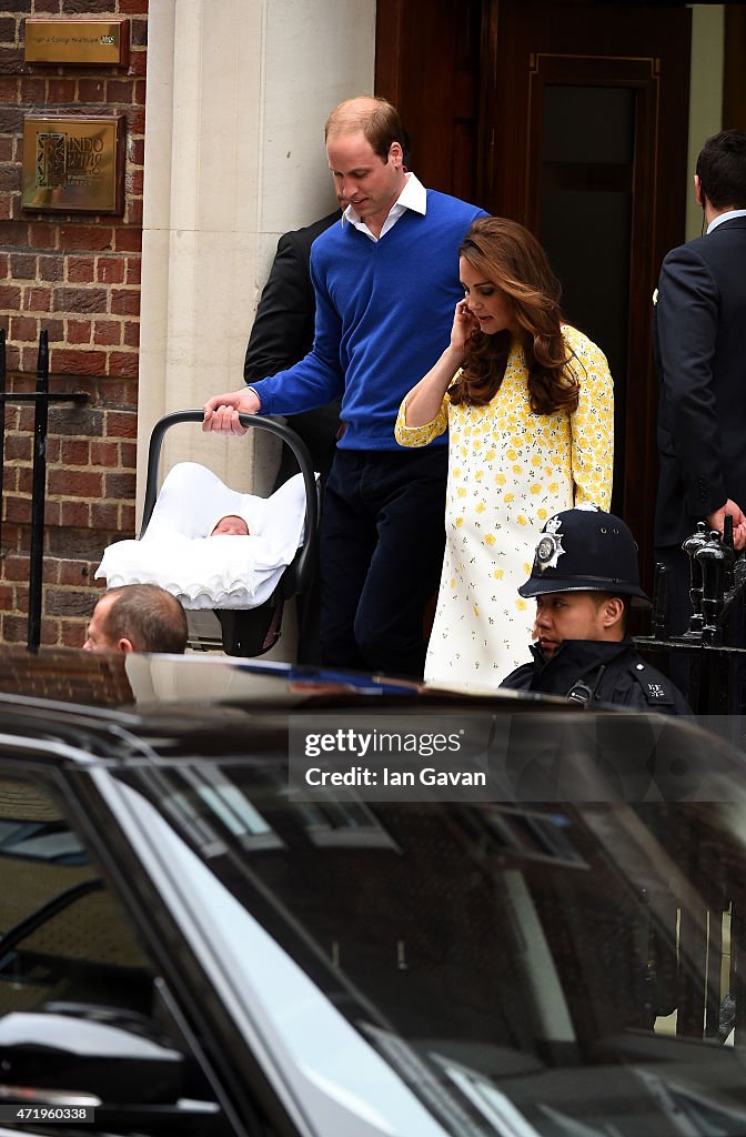 The Duke And Duchess Of Cambridge Depart The Lindo Wing With Their Daughter