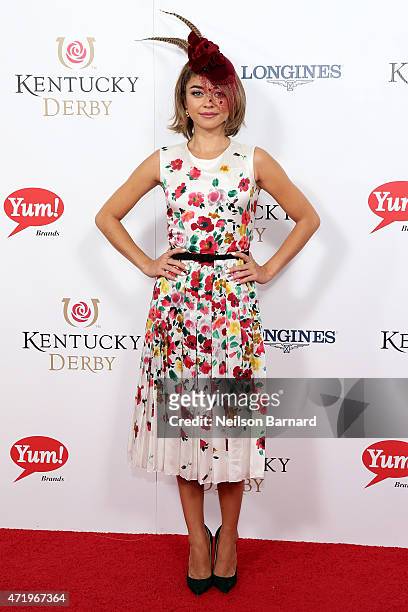 Actress Sarah Hyland attends the 141st Kentucky Derby at Churchill Downs on May 2, 2015 in Louisville, Kentucky.