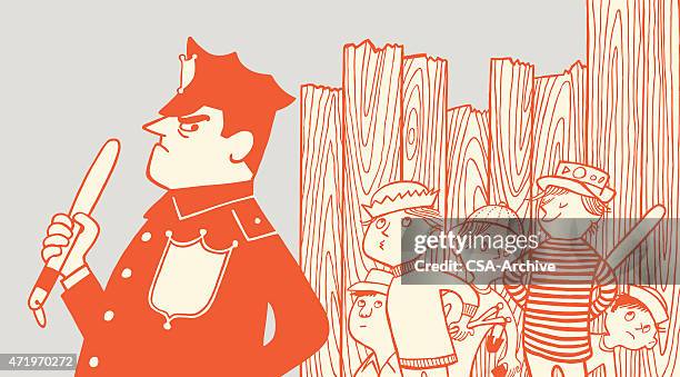 boys and policeman - mischief stock illustrations