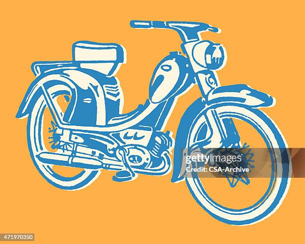 stockillustraties, clipart, cartoons en iconen met moped - bromfiets