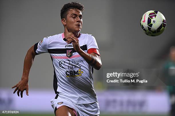 Paulo Dybala of Palermo in action during the Serie A match between US Sassuolo Calcio and US Citta di Palermo on May 2, 2015 in Reggio nell'Emilia,...