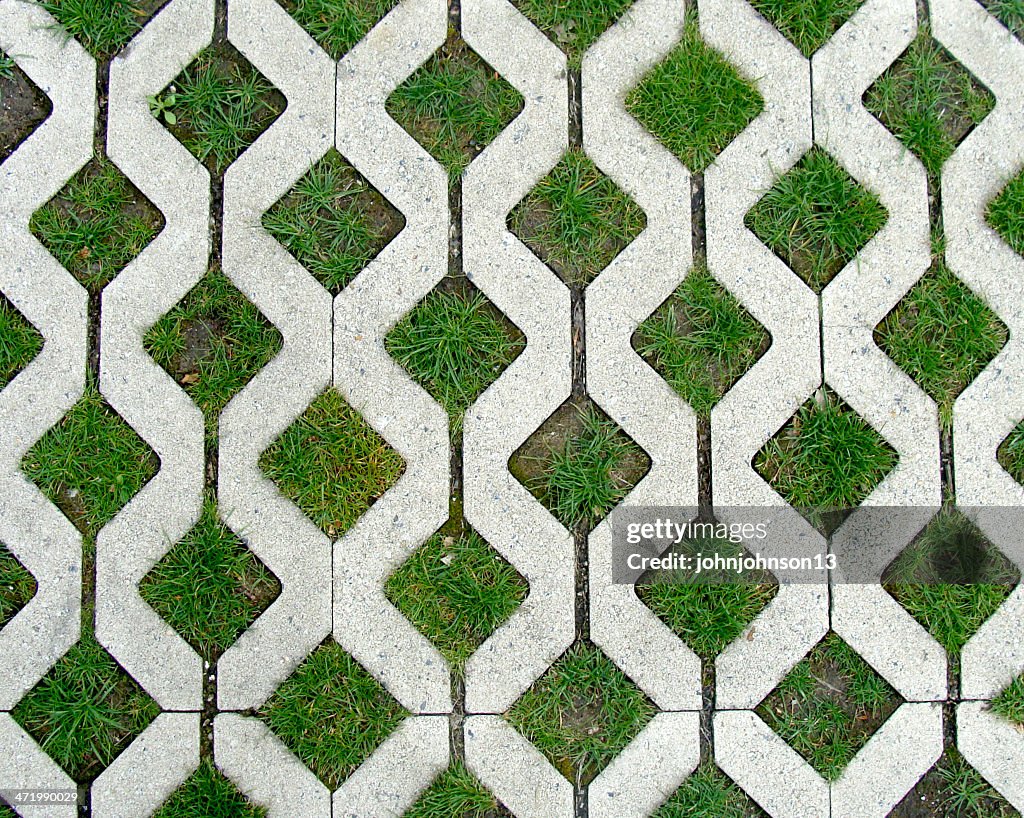 Concrete pattern combined with grass