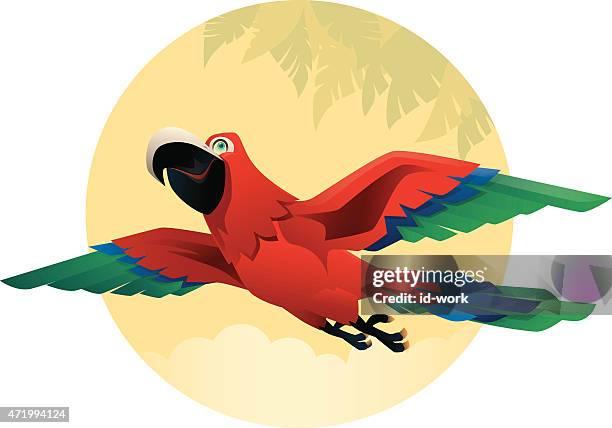 parrot flying - macaws flying stock illustrations