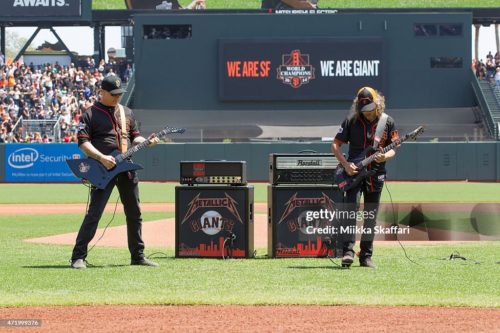 Celebrities At Metallica Day at The San Francisco Giants Game