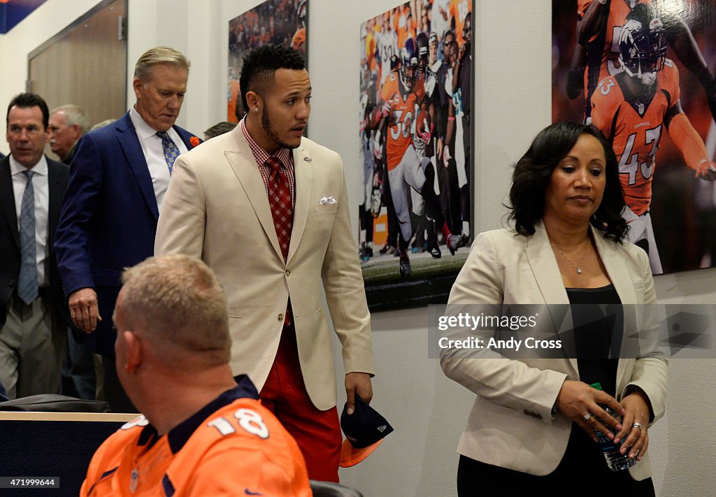The Denver Broncos first round draft pick Shane Ray, second from The Denver Broncos first round draft pick Shane Ray, second from