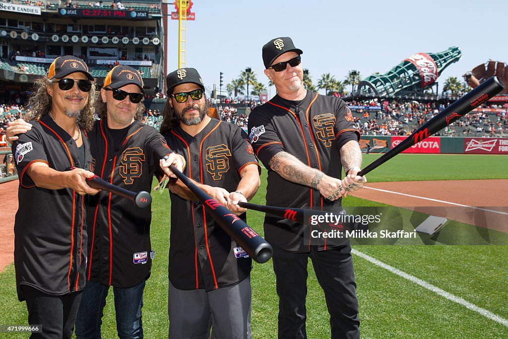 Celebrities At Metallica Day at The San Francisco Giants Game