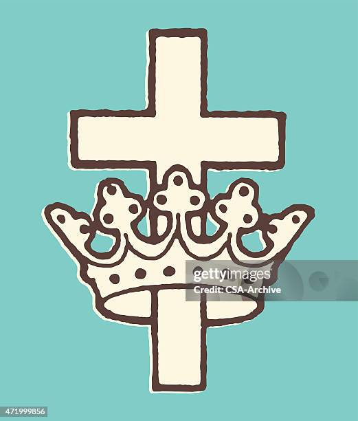 crown and cross - resurrection religion stock illustrations