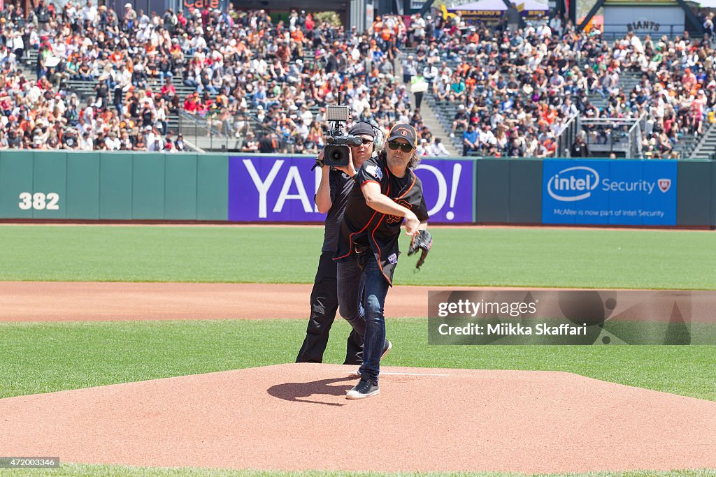 Celebrities At Metallica Day at The San Francisco Giants Game