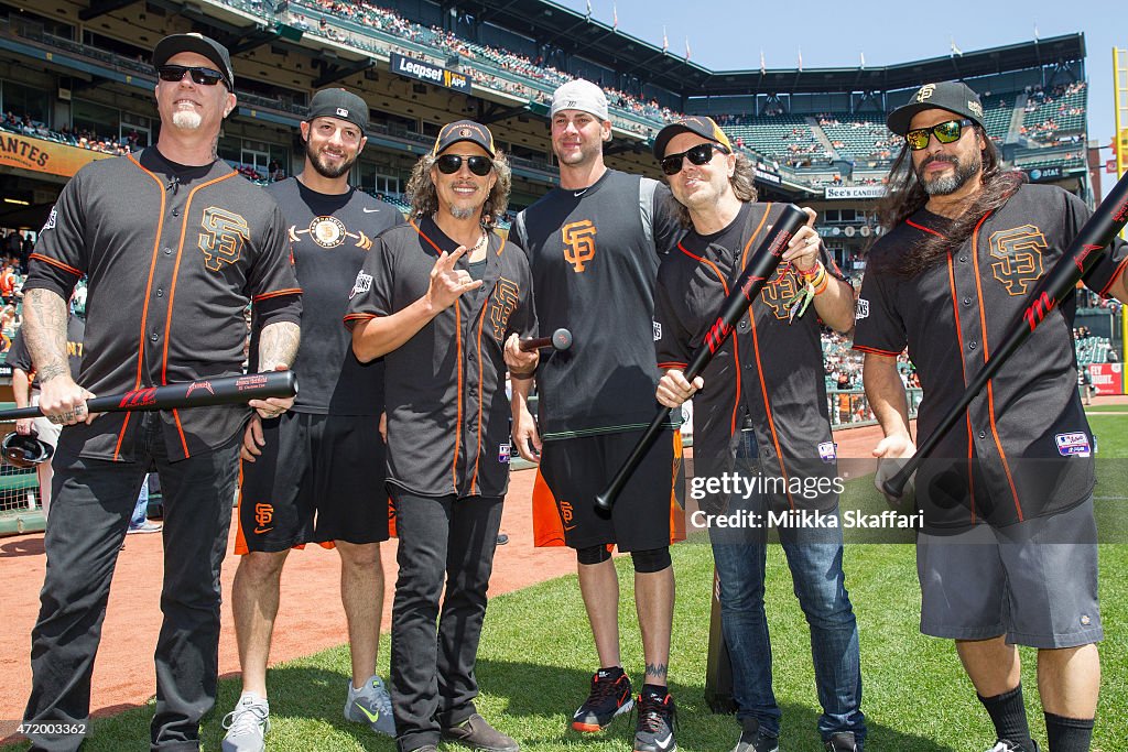 Celebrities At Metallica Day at The San Francisco Giants Game