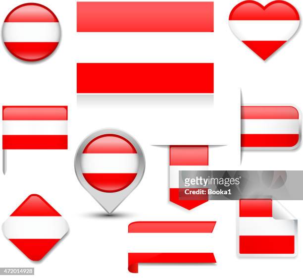 austria flag collection - austria flag stock illustrations