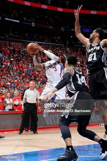 Chris Paul of the Los Angeles Clippers shoots the game winning shot against the San Antonio Spurs in Game Seven of the Western Conference...