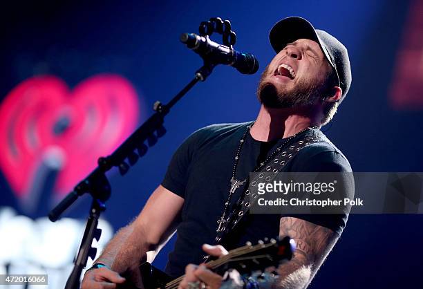 Recording artist Brantley Gilbert performs onstage during the 2015 iHeartRadio Country Festival at The Frank Erwin Center on May 2, 2015 in Austin,...