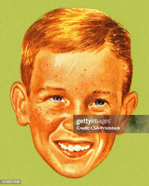 smiling boy - redhead stock illustrations