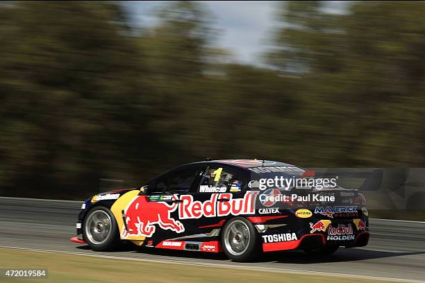 Jamie Whincup drives the Red Bull Racing Australia Holden Commodore VF during practice for race 9 during the V8 Supercars - Perth Supersprint at...