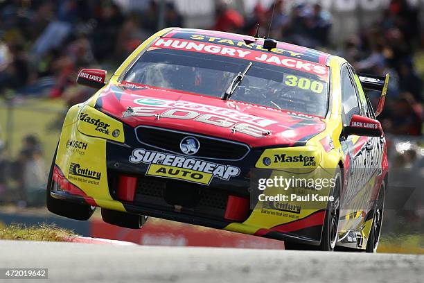 Tim Slade drives the Supercheap Auto Racing Commodore VF during practice for race 9 during the V8 Supercars - Perth Supersprint at Barbagallo Raceway...