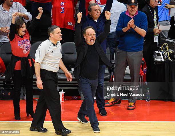 Billy Crystal attends a basketball game between the San Antonio Spurs and Los Angeles Clippers at Staples Center on May 2, 2015 in Los Angeles,...