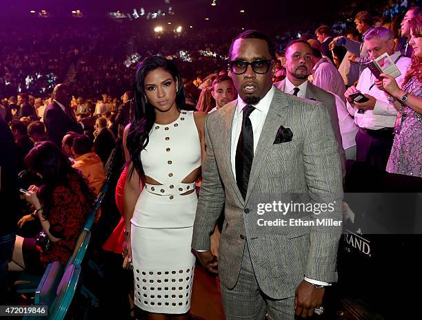 Model Cassie Ventura and Sean "Puff Daddy" Combs pose ringside at "Mayweather VS Pacquiao" presented by SHOWTIME PPV And HBO PPV at MGM Grand Garden...