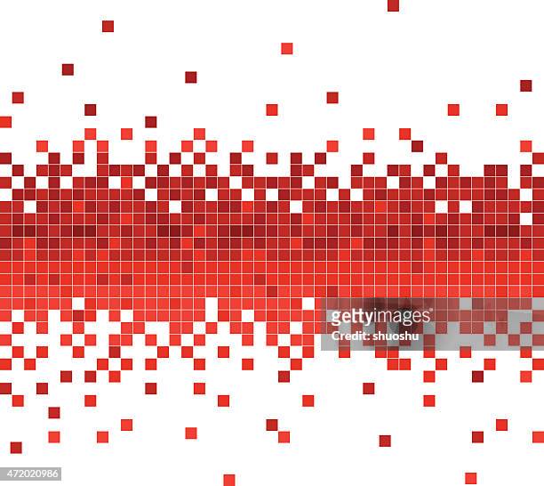 abstract red technology check pattern background - pixelated vector stock illustrations