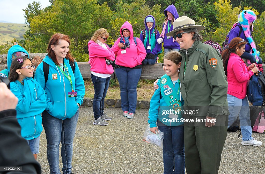 Girl Scouts Of The USA And National Park Service Host A Girl Scout Bridging Ceremony At The Golden Gate Bridge