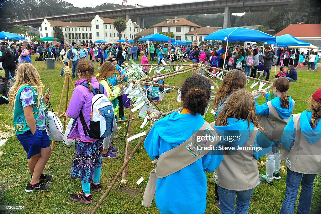 Girl Scouts Of The USA And National Park Service Host A Girl Scout Bridging Ceremony At The Golden Gate Bridge